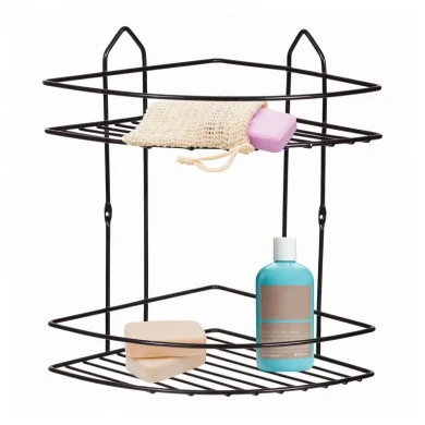 Perilla metallic bathroom rack of two shelves in black color 20x20x52cm.