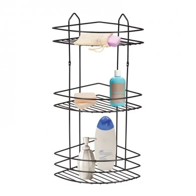 Perilla metallic bathroom rack of three shelves in black color 20x20x52cm.