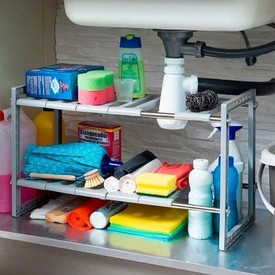 Bathroom - kitchen shelf / Shoe rack expandable 37.5-66.5x28x38cm.