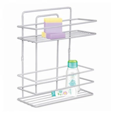 Perilla metallic bathroom rack of two shelves in white color 27x12x34cm.