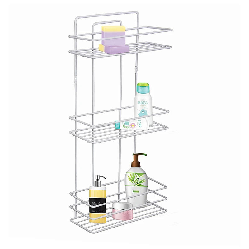 Perilla metallic bathroom rack of three shelves in white color 27x12x54cm.