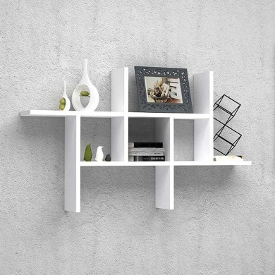 Alize Megapap melamine wall shelf in white color 100x17x60cm.