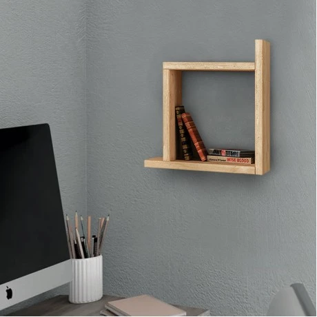Box Megapap melamine wall shelf in oak color 30x22x30cm.