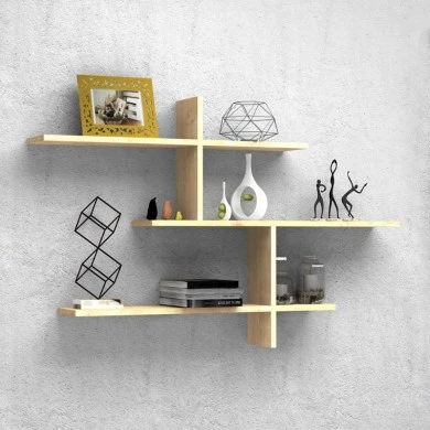 Kanz Megapap melamine wall shelf in natural color 125x17x83,6cm.