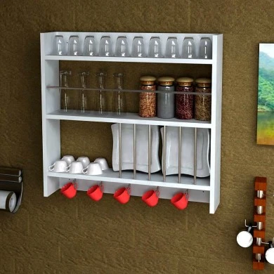 Dellana Megapap melamine kitchen wall shelf in white color 75,6x14,5x72cm.