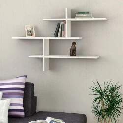 Leo Megapap melamine wall shelf in white color 123x22x80cm.