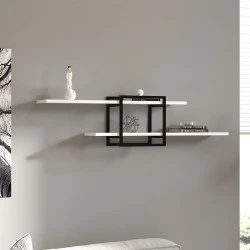 Ραφιέρα τοίχου Mone Megapap χρώμα λευκό - μαύρο 120x18x30εκ.