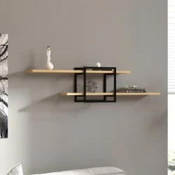 Ραφιέρα τοίχου Mone Megapap χρώμα sapphire oak - μαύρο 120x18x30εκ.