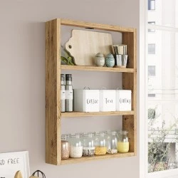 Prena Megapap melamine wall shelf in atlantic pine 43.2x9x60cm.