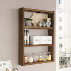 Prena Megapap melamine wall shelf in walnut 43.2x9x60cm.