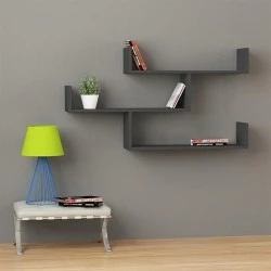Tibet Megapap melamine wall shelf in anthracite color 119x22x66cm.
