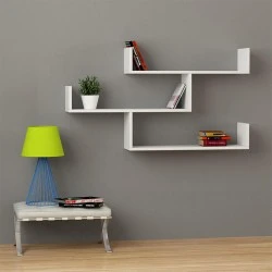 Tibet Megapap melamine wall shelf in white color 119x22x66cm.