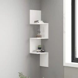 Zikzak Megapap melamine wall shelf in white color 25x25x105.4cm.