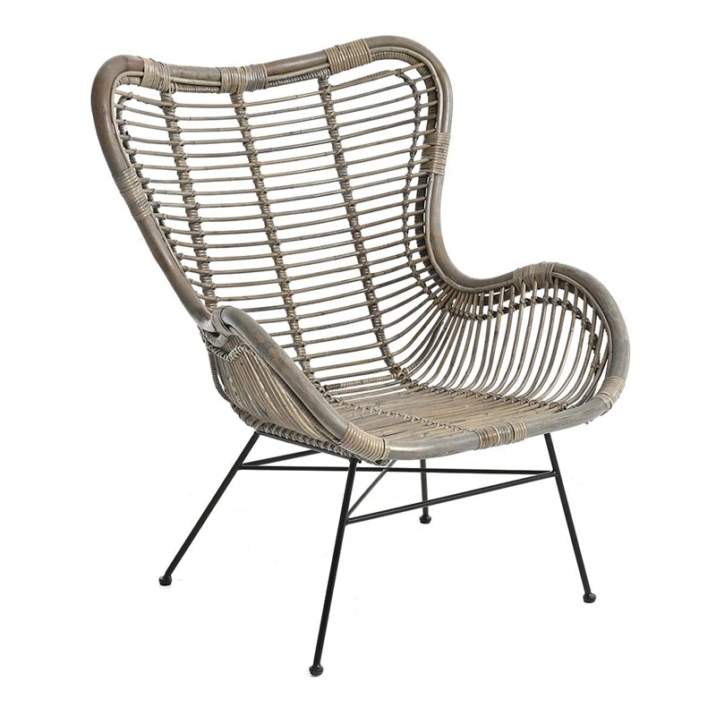 CHAIR SEAT RATTAN WITH IRON FRAME 74x50X85CM