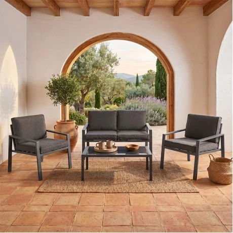 RIVIAN Set (4pcs) Metal Dark Grey/Cushions Grey