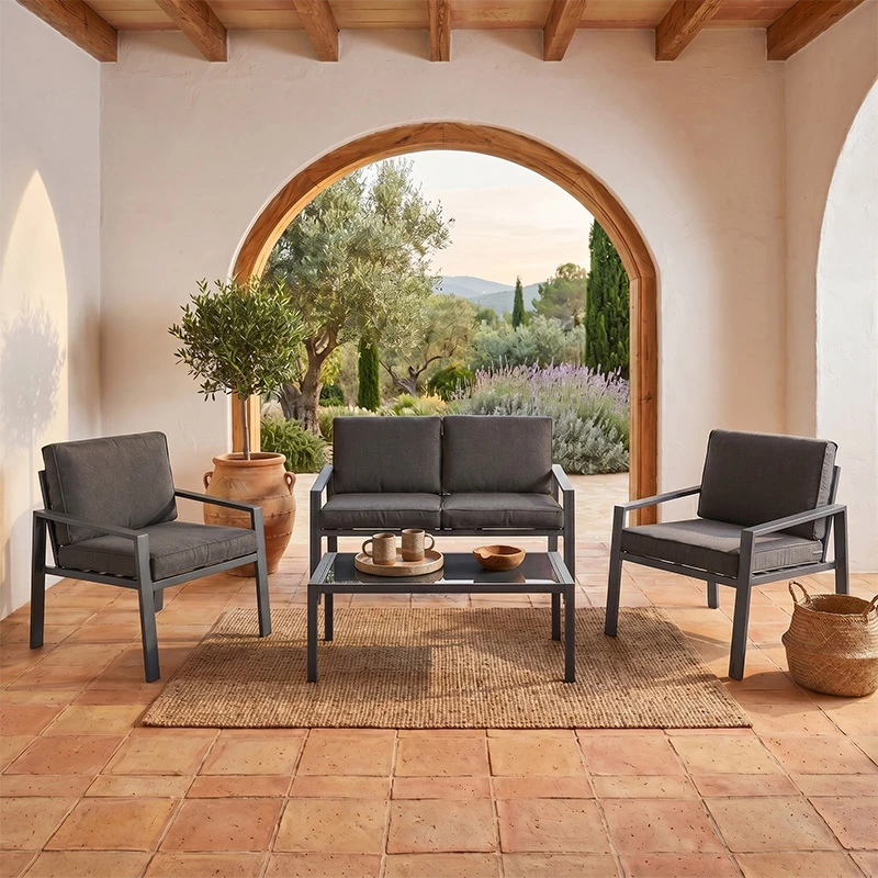 RIVIAN Set (4pcs) Metal Dark Grey/Cushions Grey