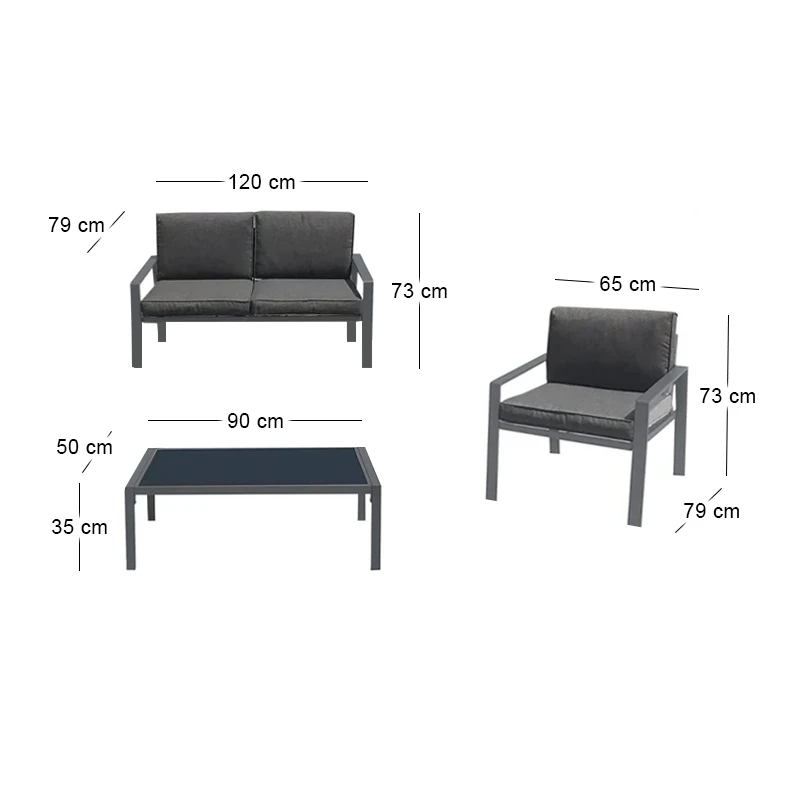 RIVIAN Set (4pcs) Metal Dark Grey/Cushions Grey