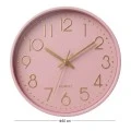 PLASTIC WALL CLOCK IN PINK COLOR WITH GOLD DETAILS D30X4CM