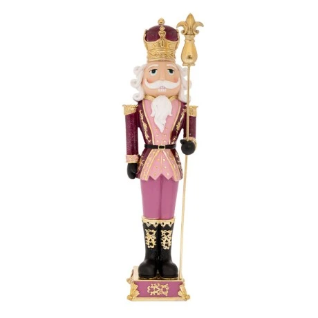 XMAS PINK RESIN NUTCRACKER HOLDING A SCEPTER 14X13X47CM