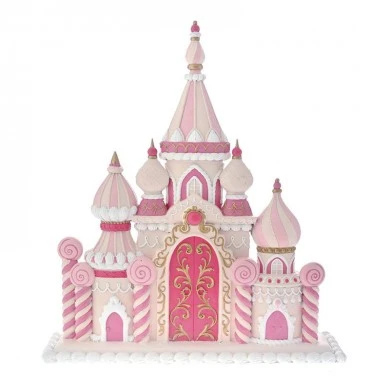 XMAS PINK RESIN CASTLE LAND OF SWEETS 60X17X66CM