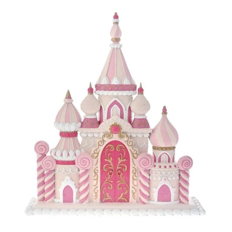 XMAS PINK RESIN CASTLE LAND OF SWEETS 60X17X66CM