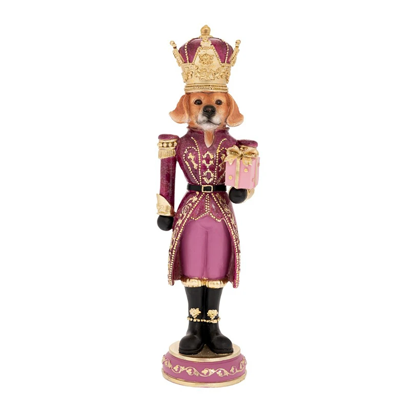 XMAS PINK RESIN DOG NUTCRACKER 11,5X11X37CM