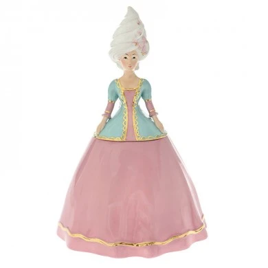 XMAS PINK RESIN COOKIE JAR VINTAGE LADY 23X22X33CM