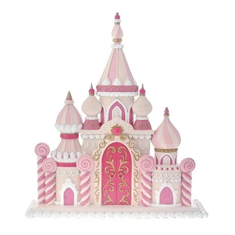 XMAS PINK RESIN CASTLE LAND OF SWEETS 60X17X66CM