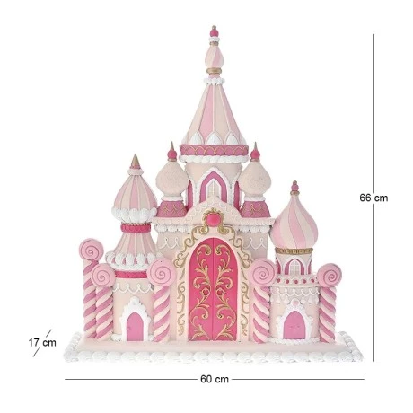 XMAS PINK RESIN CASTLE LAND OF SWEETS 60X17X66CM
