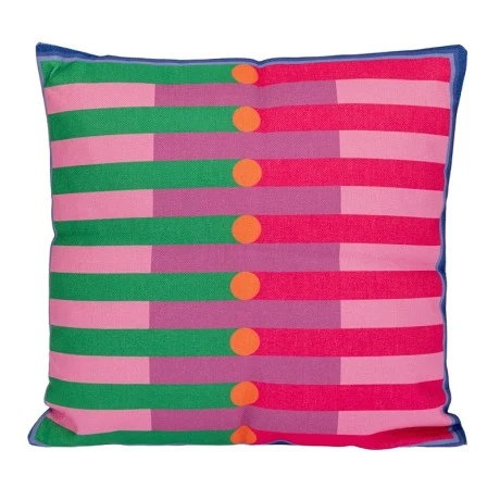 COTTON FABRIC FILLED CUSHION PINK COLOR WITH STRIPES 45X45CM