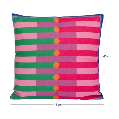 COTTON FABRIC FILLED CUSHION PINK COLOR WITH STRIPES 45X45CM