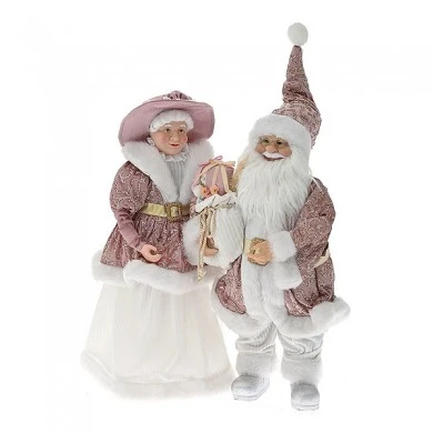 PINK VELVET MR. AND MRS SANTA SET 2 65CM