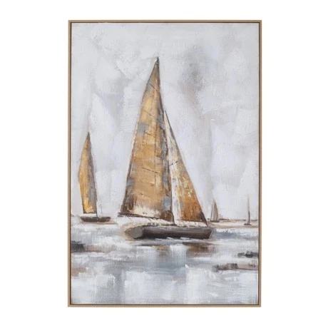 SAIL BOAT ΠΙΝΑΚΑΣ ΕΛΑΙΟΓΡΑΦΙΑ ΜΕ ΦΥΣΙΚΗ ΚΟΡΝΙΖΑ ΣΕ ΤΥΠΩΜΕΝΟ ΚΑΜΒΑ 80Χ120ΕΚ