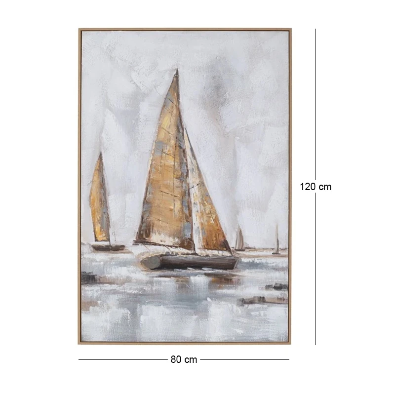 SAIL BOAT ΠΙΝΑΚΑΣ ΕΛΑΙΟΓΡΑΦΙΑ ΜΕ ΦΥΣΙΚΗ ΚΟΡΝΙΖΑ ΣΕ ΤΥΠΩΜΕΝΟ ΚΑΜΒΑ 80Χ120ΕΚ