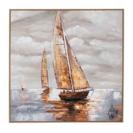 SAIL BOAT ΠΙΝΑΚΑΣ ΕΛΑΙΟΓΡΑΦΙΑ ΜΕ ΚΟΡΝΙΖΑ ΣΕ ΤΥΠΩΜΕΝΟ ΚΑΜΒΑ 100Χ100ΕΚ
