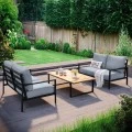 Garden lounge Ermis Megapap set of 3 metal - wood color black - gray