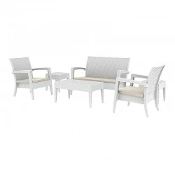 Σαλόνι κήπου σετ 4 τεμαχίων σε χρώμα λευκό MIAMI LOUNGE SET SIESTA Σαλόνι κήπου σετ 4 τεμαχίων σε χρώμα λευκό MIAMI LOUNGE SET SIESTA