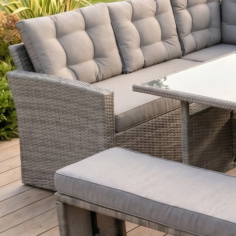 CENTER Set Steel (4 pcs) Grey Wicker/Cushions Dark Grey