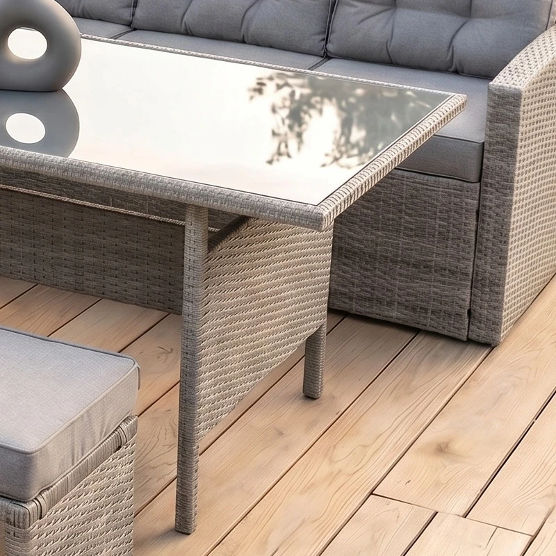 CENTER Set Steel (4 pcs) Grey Wicker/Cushions Dark Grey