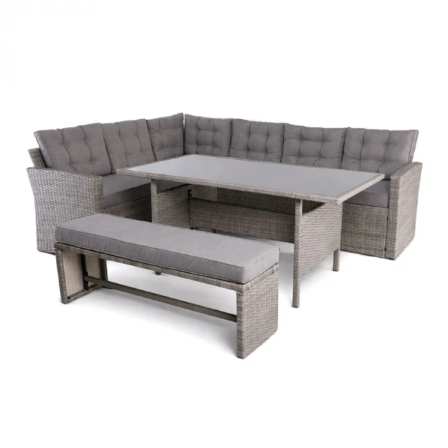 CENTER Set Steel (4 pcs) Grey Wicker/Cushions Dark Grey