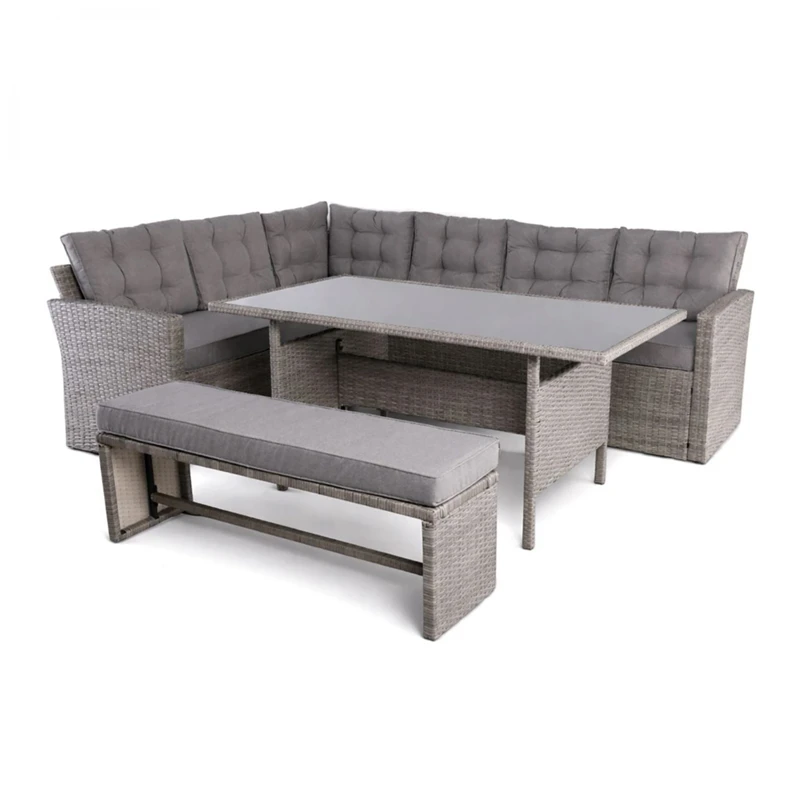 CENTER Set Steel (4 pcs) Grey Wicker/Cushions Dark Grey