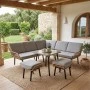 SALSA CORNER Set(Tab.70x70+Corner Sofa+2Stools)Metal/Wicker Natural/Cushion Grey