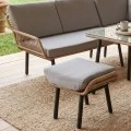 SALSA CORNER Set(Tab.70x70+Corner Sofa+2Stools)Metal/Wicker Natural/Cushion Grey