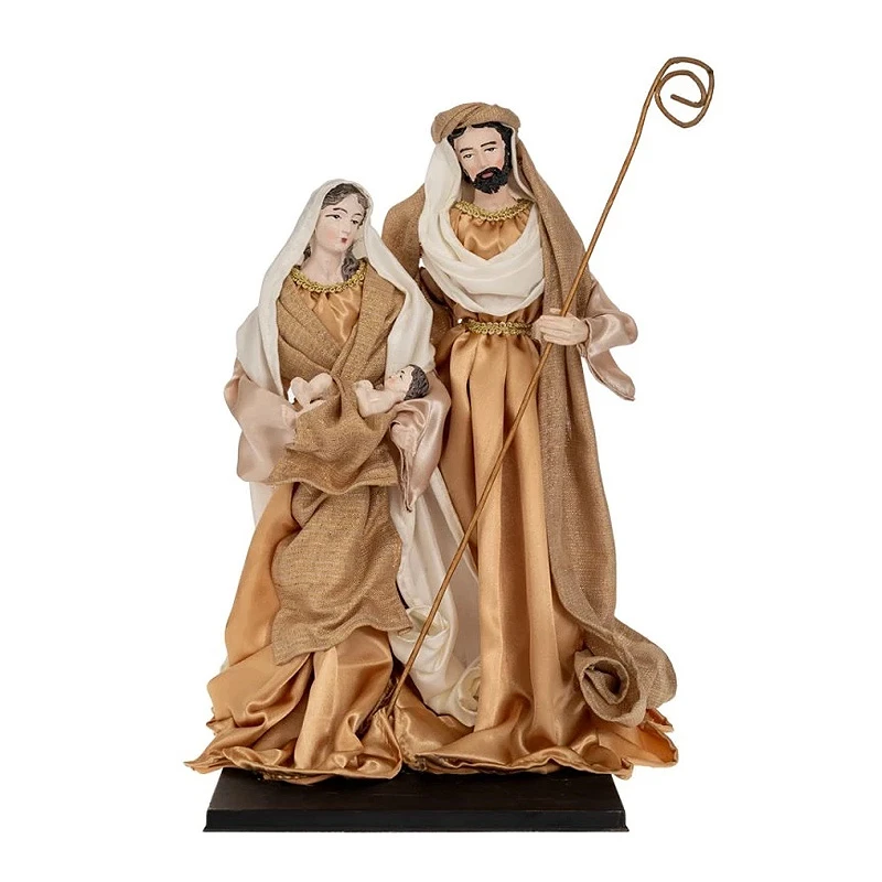 CHAMPAGNE GOLD HOLY FAMILY FIGURINES 30CM