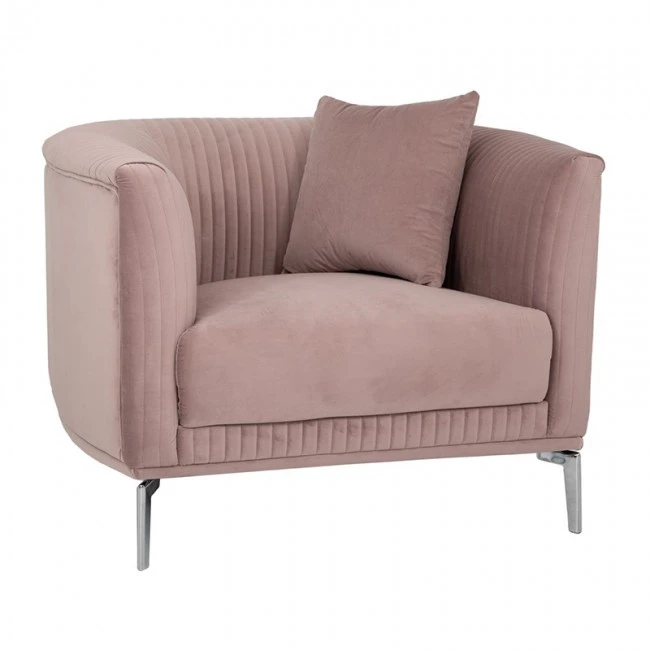 DUSTY PINK VELVET ARMCHAIR 106X96X73CM W SILVER METAL LEGS KD