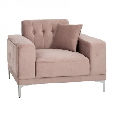 DUSTY PINK VELVET ARMCHAIR 114X86X85CM W SILVER METAL LEGS KD