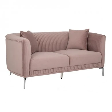 DUSTY PINK VELVET TWO-SEATER SOFA 170X96X73CM W SILVER METAL LEGS KD