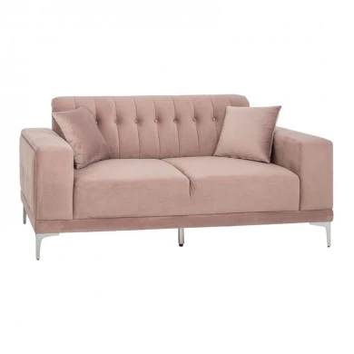 DUSTY PINK TWO-SEATER SOFA 181X86X85CM W SILVER METAL LEGS KD