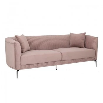 DUSTY PINK THREE-SEATER SOFA 220X96X73CM W SILVER METAL LEGS KD
