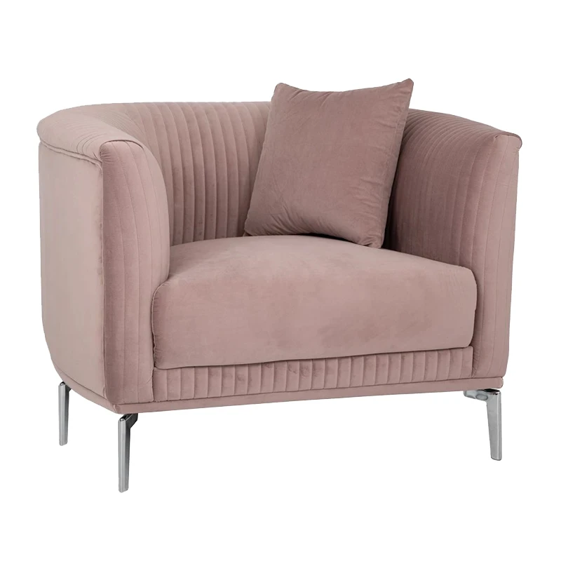 DUSTY PINK VELVET ARMCHAIR 106X96X73CM W SILVER METAL LEGS KD